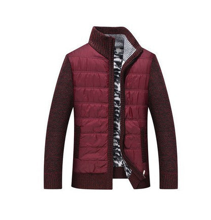 Herren Steppjacke Modern Strickdetails Hochkragen Winter
