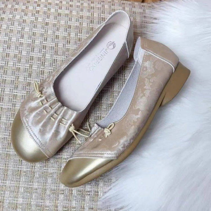 Damen Ballerinas Glänzend Falten-Design Modisch