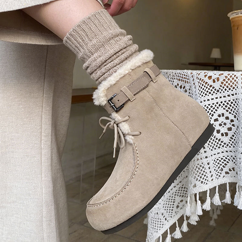 Damen Winterstiefel Bequem Kuschelig Mit Schnalle