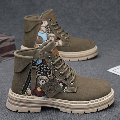 Damen Stiefel Schnürstiefel Floral Design Robust