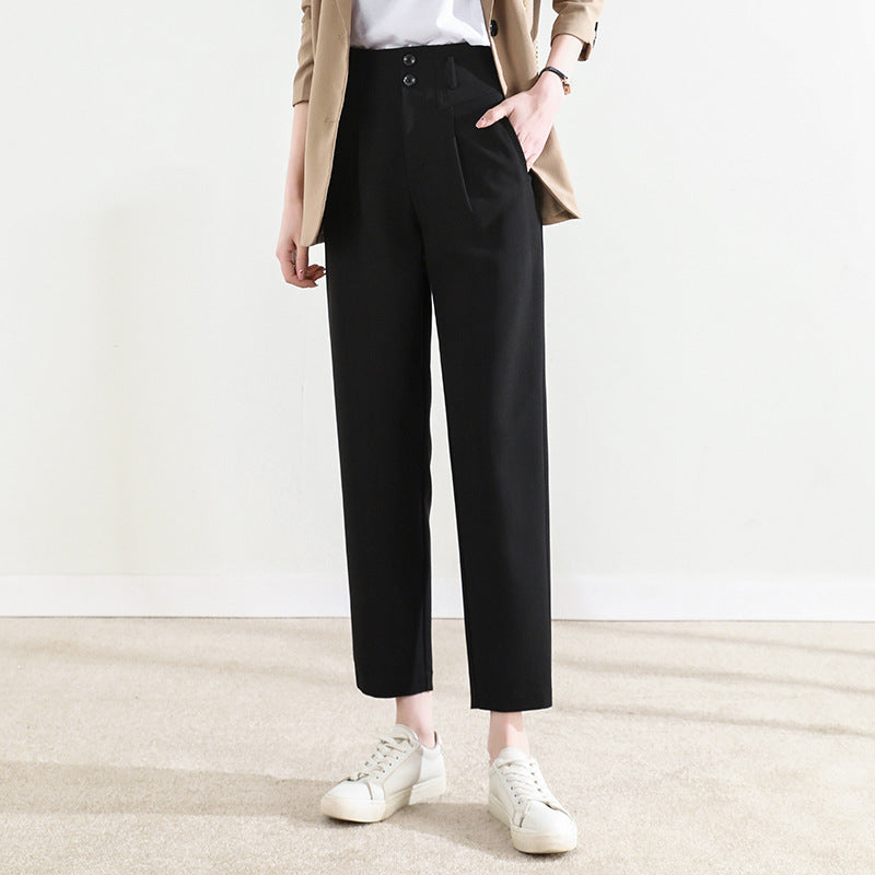 Schmale Damen Stoffhose mit Bundfalten Elegant