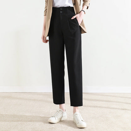 Schmale Damen Stoffhose mit Bundfalten Elegant