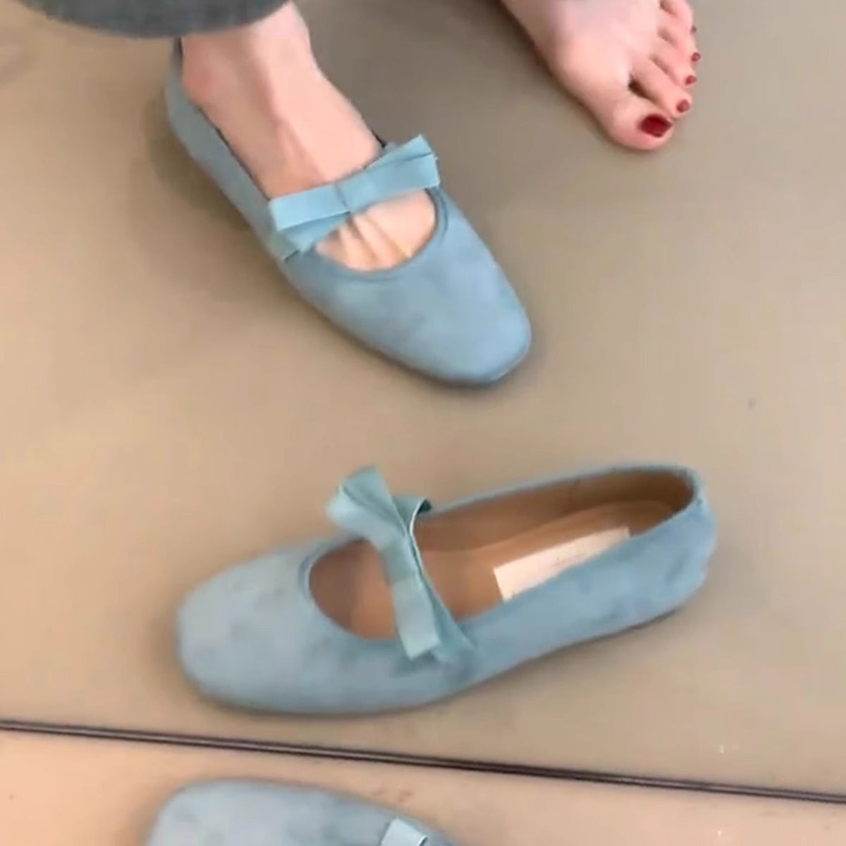 Damen Ballerinas Weich Schleifen Design Komfort Schuhe