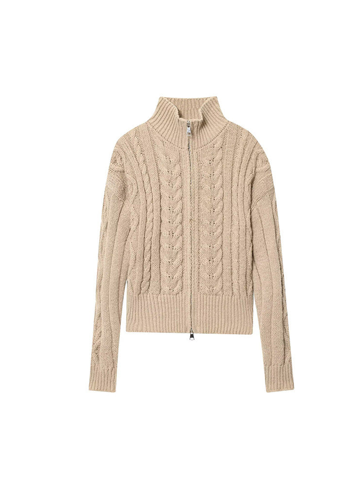 Damen Strickjacke Hochkragen Warm Modern - BerlinGlamour
