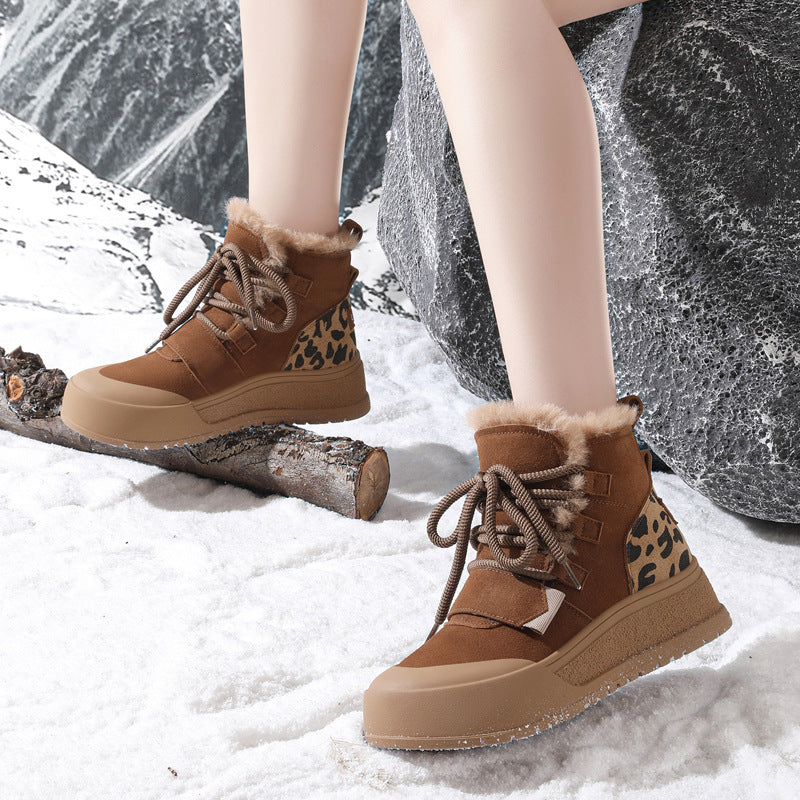 Damen Winterboots Kuschelig Animal-Print Stylisch - BerlinGlamour