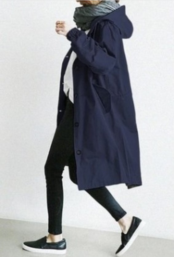 Damen Streetcoat Lang Mantel mit Knöpfen