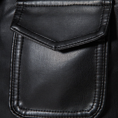 Herren Lederjacke Modern mit Taschen und Slim-Fit Design