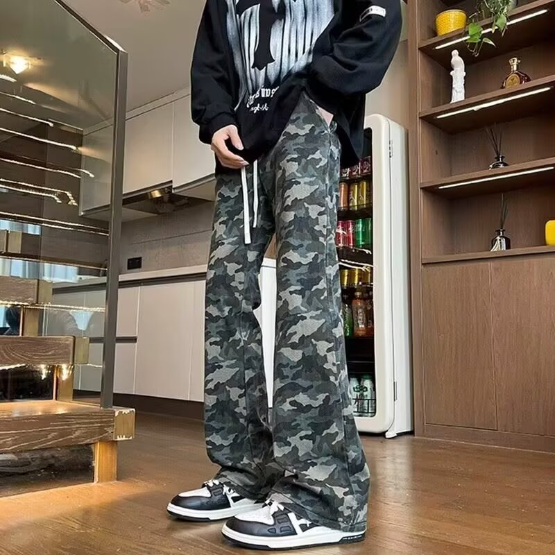 Herren Cargohose Camouflage Weite Bein Verstellbar