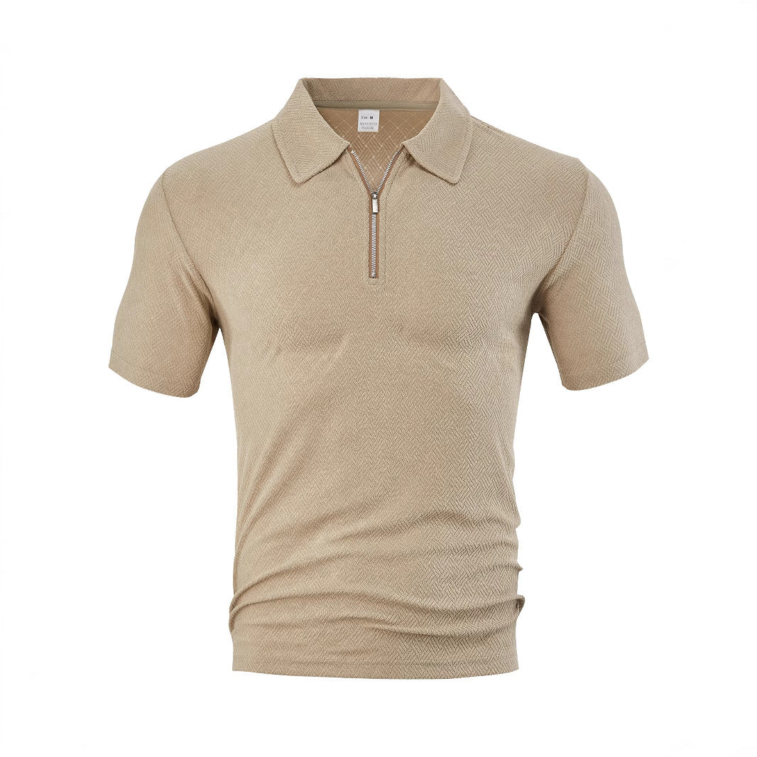 Herren Poloshirt Strukturiert Modern Reißverschluss - BerlinGlamour