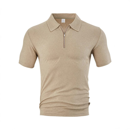 Herren Poloshirt Strukturiert Modern Reißverschluss - BerlinGlamour