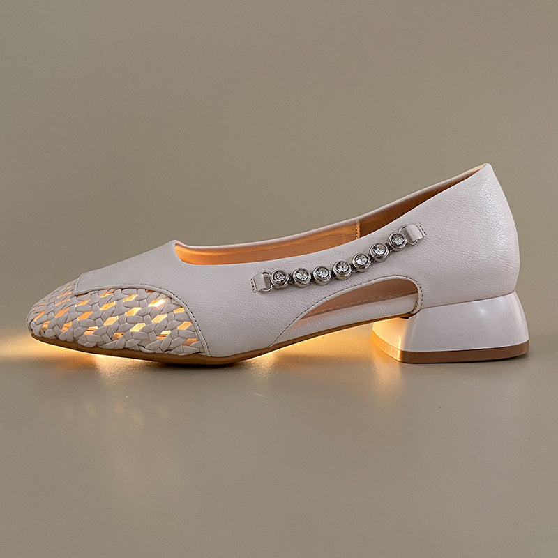 Damen Ballerinas Glänzend Flechtmuster Modern