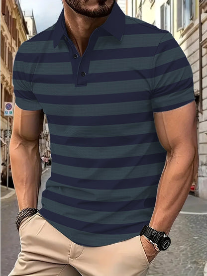 Herren Poloshirt Kurzarm Streifen atmungsaktiv Modern