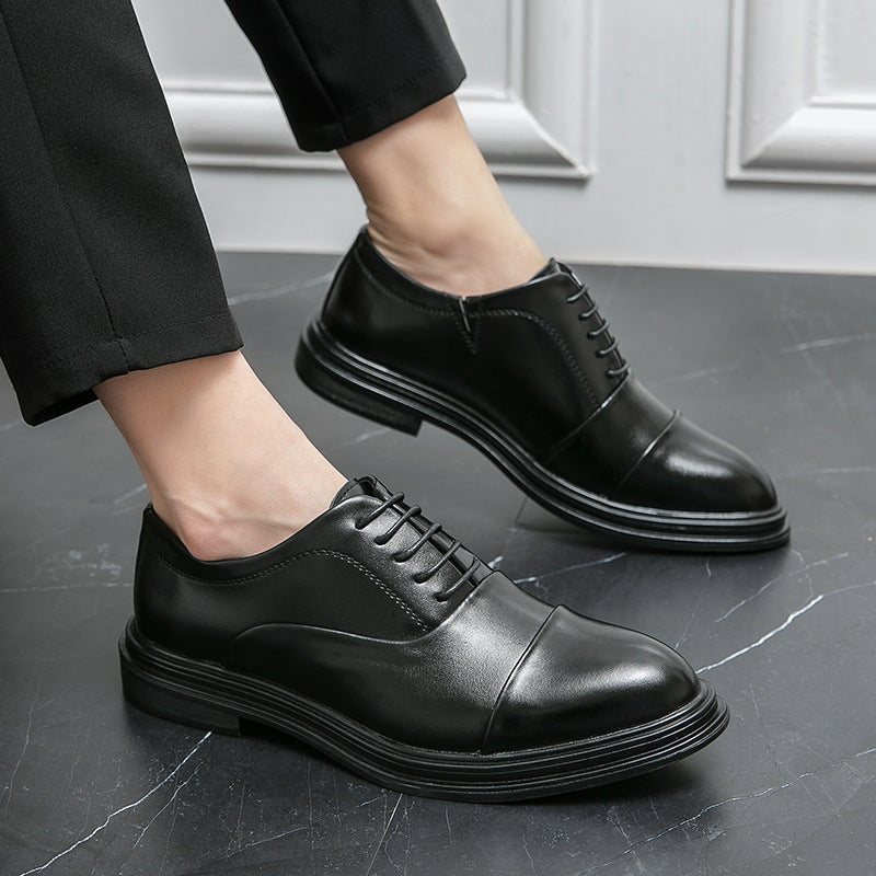 Elegante Damen Schnürschuhe Leder Schwarz Höhe Schuhe