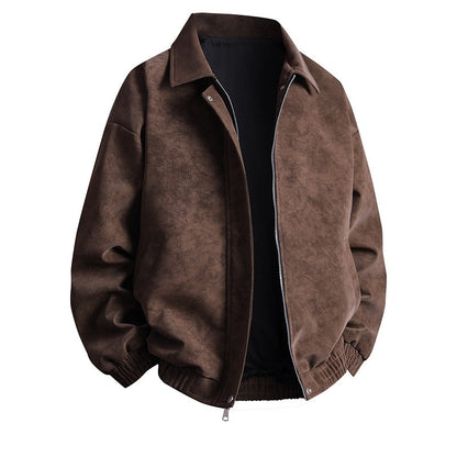 Männer Lederjacke Bomber Modern Lässig Schnitt