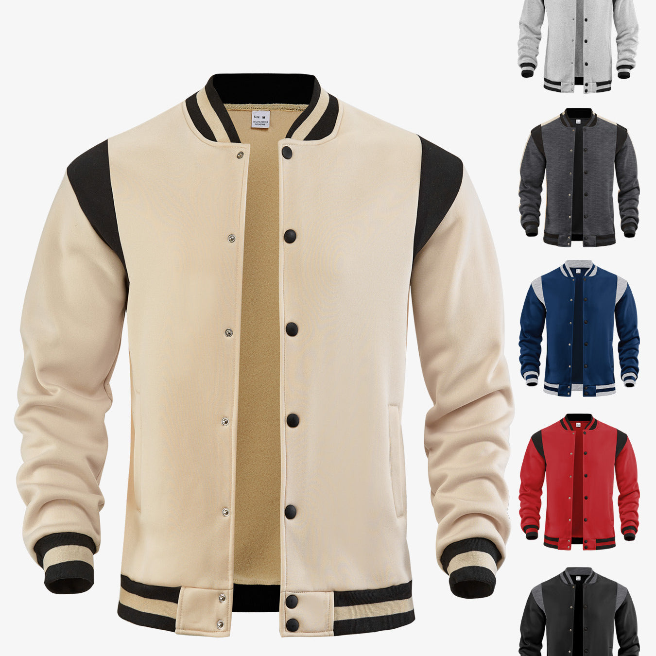 Herren Baseballjacke Kontrast Ärmel Modern Style - BerlinGlamour