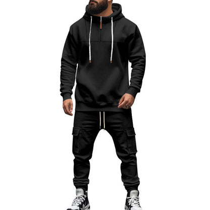 Herren Freizeitanzug Kapuze Cargo Taschen Sportlich Modern