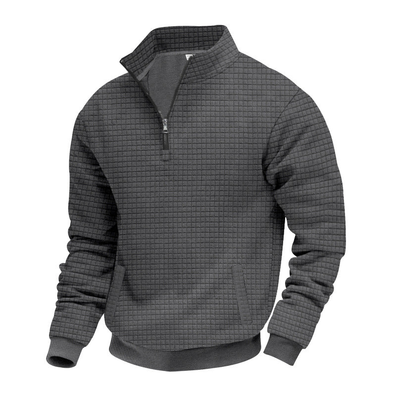 Herren Fleece-Pullover Strukturiert Hochkragen Modern