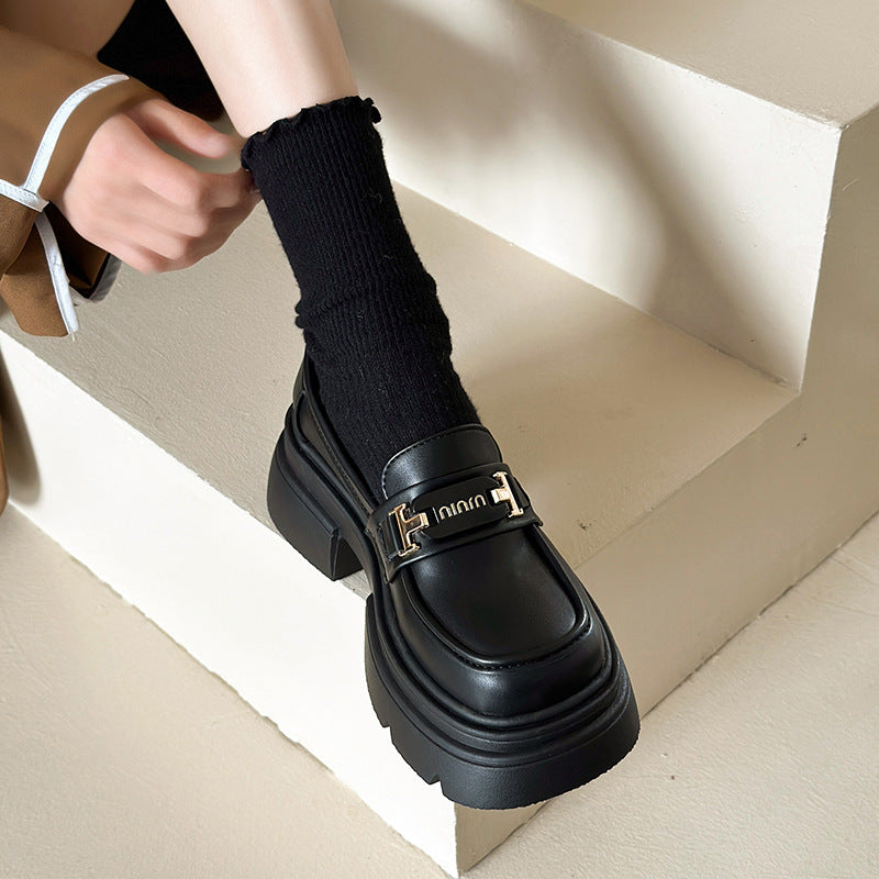 Damen Loafers Hochabsatz Glänzend Schuhe Modisch - BerlinGlamour