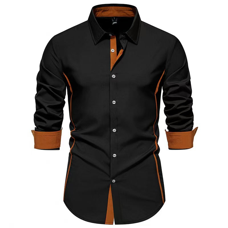 Herren Langarmshirt Sportlich Kontrast Einsätze Trendig
