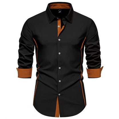 Herren Langarmshirt Sportlich Kontrast Einsätze Trendig