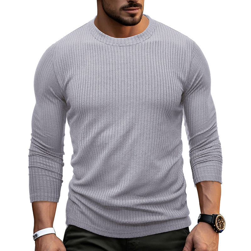 Herren Longsleeve Elastisch Ripp-Oberteil Modern