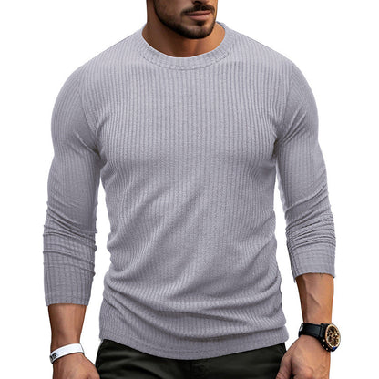 Herren Longsleeve Elastisch Ripp-Oberteil Modern