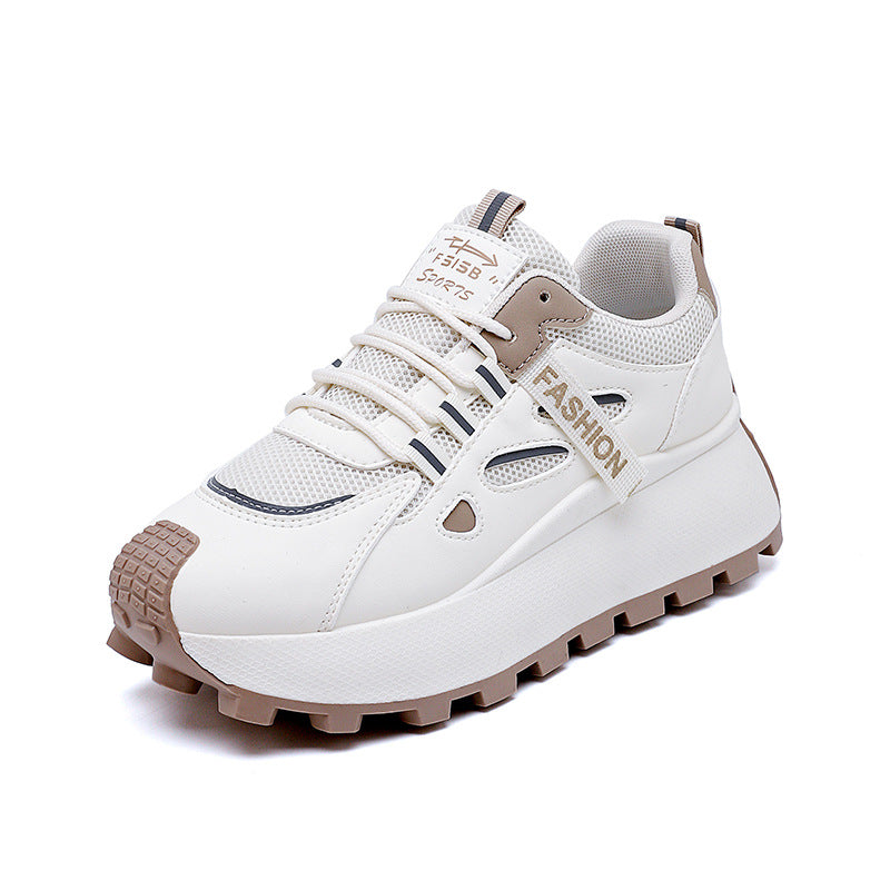 Damen Sneaker Hoch Plateau Atmungsaktiv Mesh Schwarz