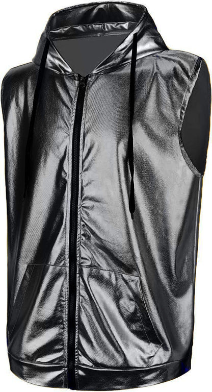 Herren Kapuzenweste Metallic Farben Modern