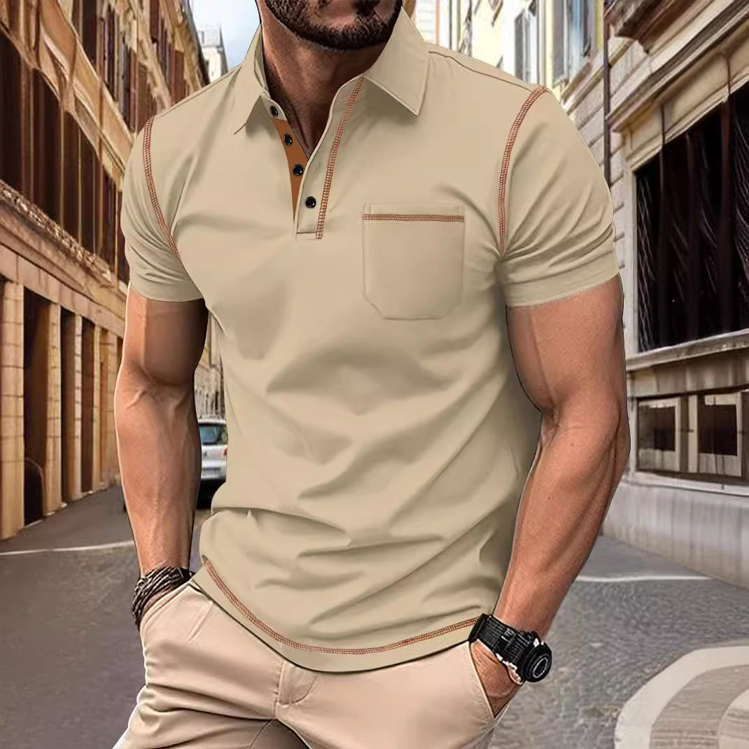 Herren Polohemd Modern Stehkragen Elegant - BerlinGlamour