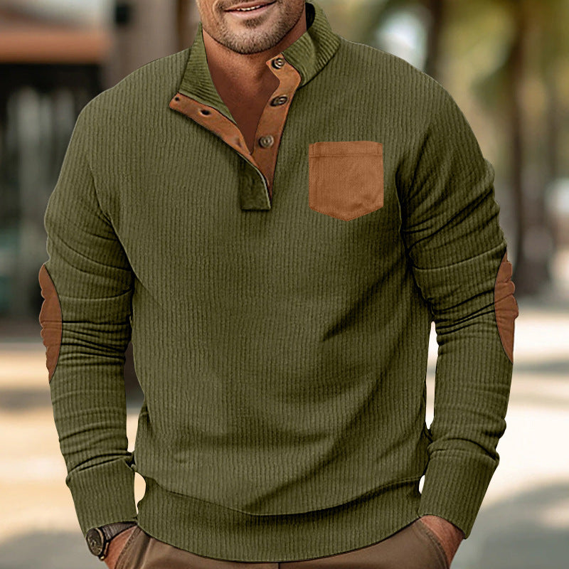 Herren Pullover Langarm Kontrast Ärmel Modern