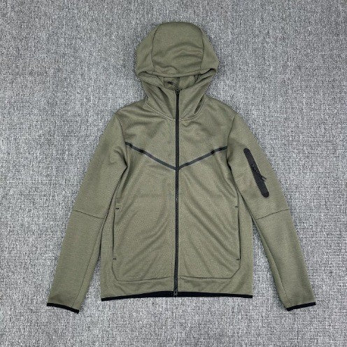 Herren Fleecejacke Sportlich mit Kapuze und Reißverschlusstaschen