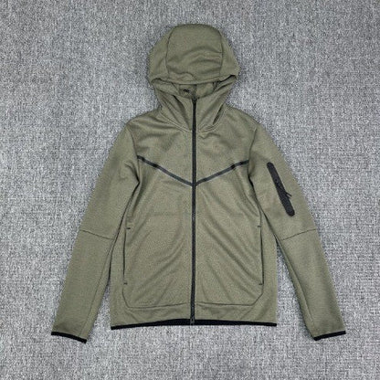 Herren Fleecejacke Sportlich mit Kapuze und Reißverschlusstaschen