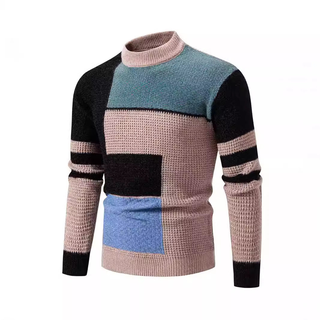 Strukturierter Herren Pullover Modern Farbblock Design