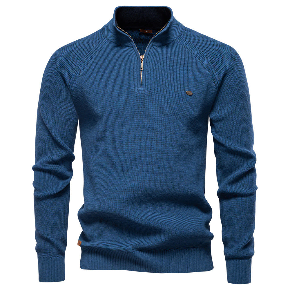 Herren Strickpullover Sportlich Halbzipp Reißverschluss
