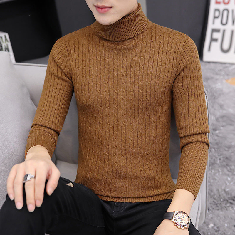 Herren Pullover Rollkragen Rippstrick Design Modern