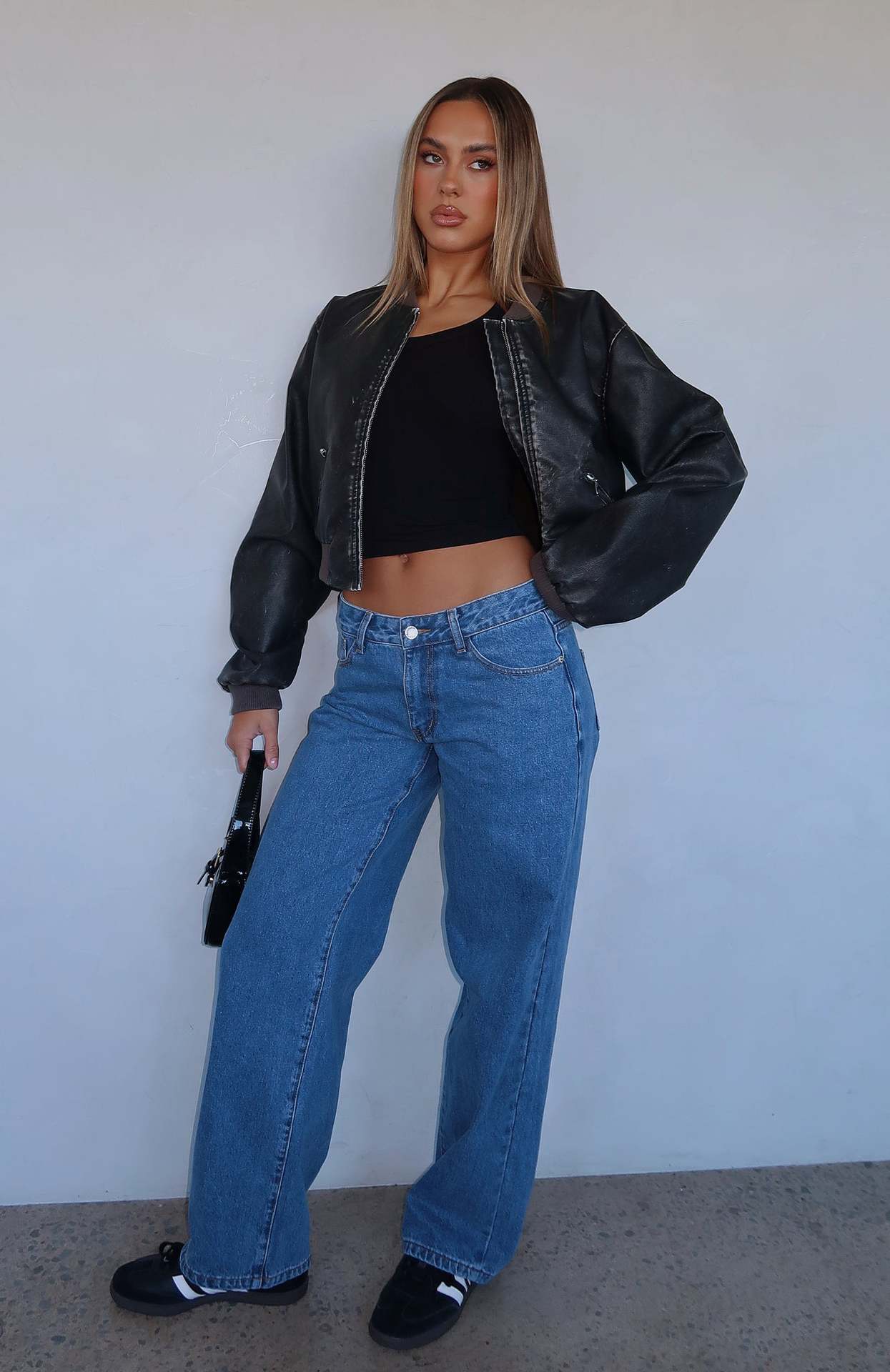 Damen High-Waist Jeans Bequem Weite Schnitt