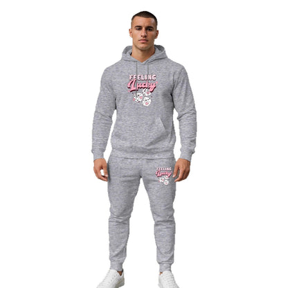 Herren Sport Set Hoodie Jogginghose Grau Komfort