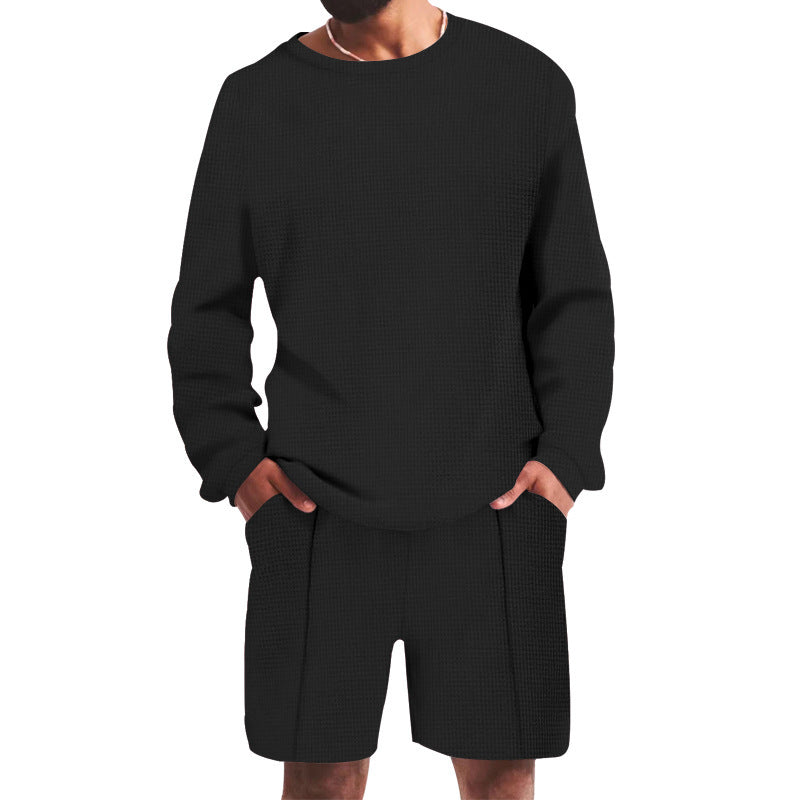 Herren Freizeit-Set Casual mit Struktur-Oberteil und Bequemen Shorts