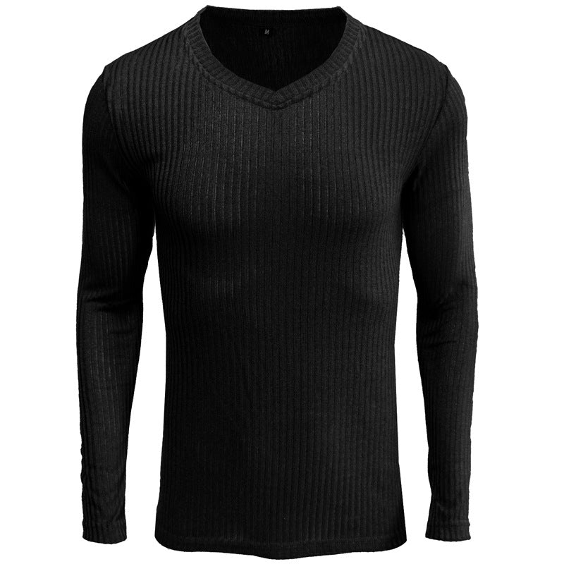 Herren Langarmshirt V-Ausschnitt Modern Elegant