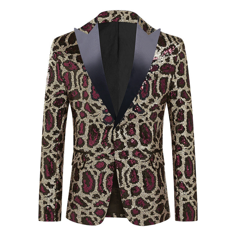 Herren Blazer Elegant Leoprint Glamour Anzugjacke Modern