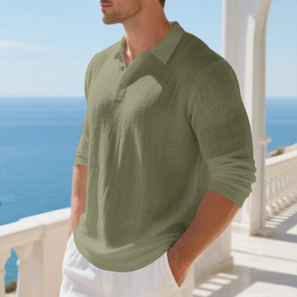 Herren Poloshirt Langarm Modisch Eleganter Kragen