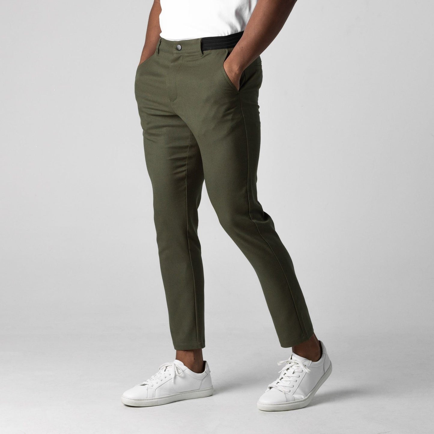 Herren Slim Fit Hose Elastisch Chinostil