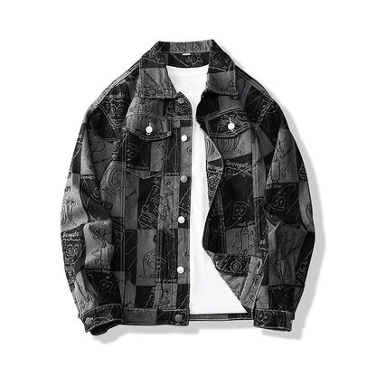 Herren Jeansjacke Oversized Graffiti Druck Modern - BerlinGlamour