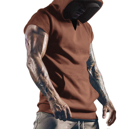 Herren Hoodie Kurzarm Sportlich Grau