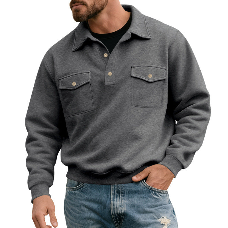 Herren Pullover Komfortabel mit Brusttasche Großzügig