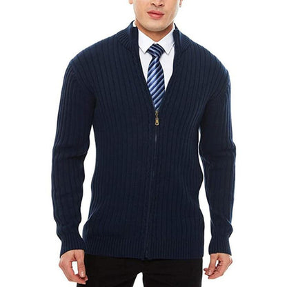 Herren Strickjacke Sportlich Reißverschluss Steppkragen Modern