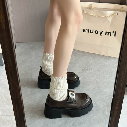 Damen Schnürschuhe Chunky mit Schnallen Modisch Damen Schuhe
