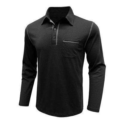 Herren Poloshirt Langarm Modern mit Kontrastnähten