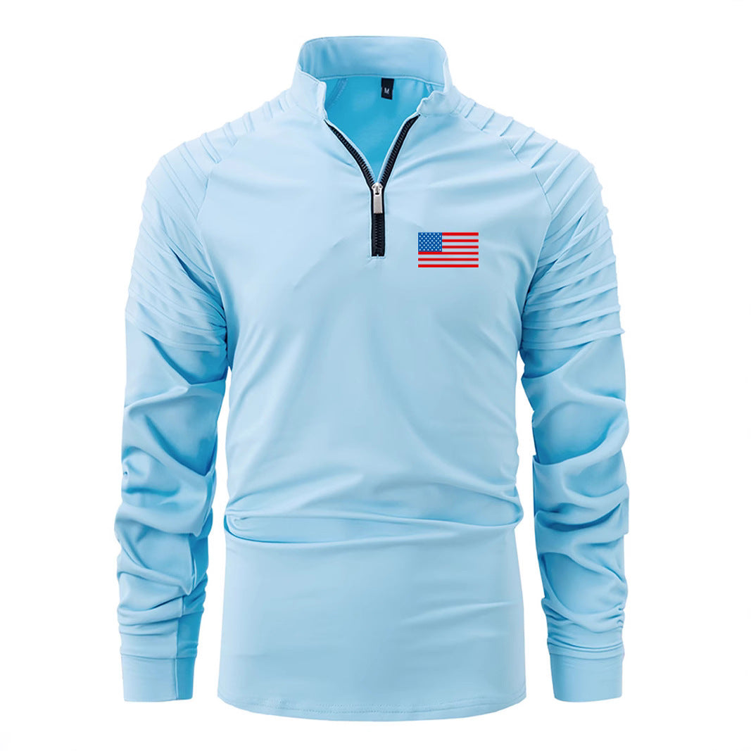 Herren Sportoberteil Reißverschluss Funktionsshirt Modern