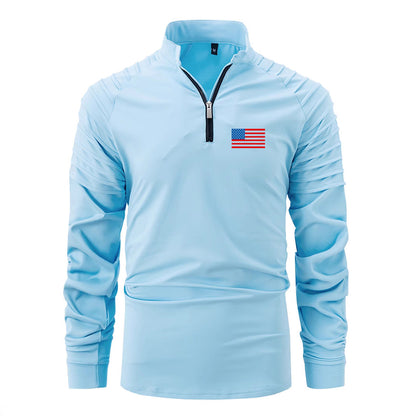 Herren Sportoberteil Reißverschluss Funktionsshirt Modern